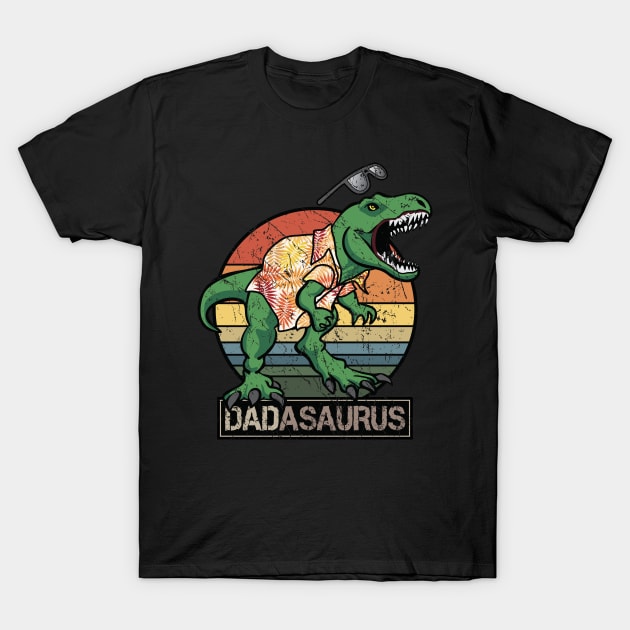 Retro Dadasaurus T Rex Dinosaur in Funny Dad Fashion for Cool Fathers T-Shirt by hobrath